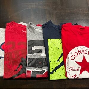 5-Piece Bundle Variety Brand Jordan/Converse/Champion Short Sleeve Shirts Size
